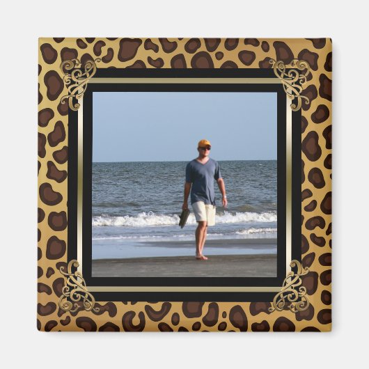 自分のInstagram写真を作成する |ヒョウの斑点 マグネット (正面)