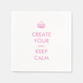 自分のKeep Calm and Carry Onをピンクにする スタンダードカクテルナプキン (正面)