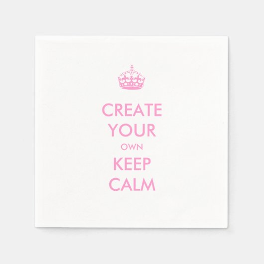 自分のKeep Calm and Carry Onをピンクにする スタンダードカクテルナプキン (正面)