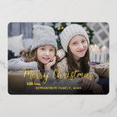 自分のMerry Christmas写真金ゴールドの作成 箔シーズンカード (正面)