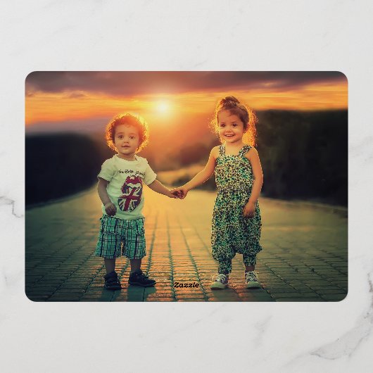 自分のMerry Christmas写真金ゴールドの作成 箔シーズンカード (裏面)