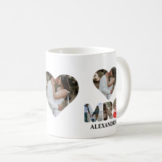 自分のMrとMrsの写真を作成する一致するカップル コーヒーマグカップ (正面右)