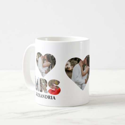 自分のMrとMrsの写真を作成する一致するカップル コーヒーマグカップ (正面左)