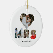 自分のMrとMrsの写真を作成する一致するカップル セラミックオーナメント (右)