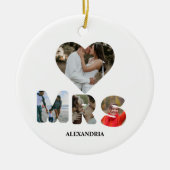 自分のMrとMrsの写真を作成する一致するカップル セラミックオーナメント (正面)