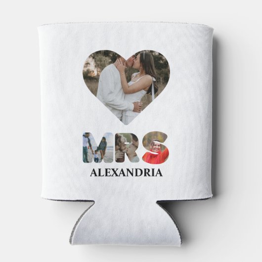 自分のMrとMrsの写真を作成する一致するカップル 缶クーラー (裏面)