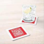 自分のQRコードを瞬時に作成 | 編集可能な赤 スクエアペーパーコースター (インサイチュ)