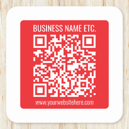自分のQRコードを瞬時に作成 | 編集可能な赤 スクエアペーパーコースター
