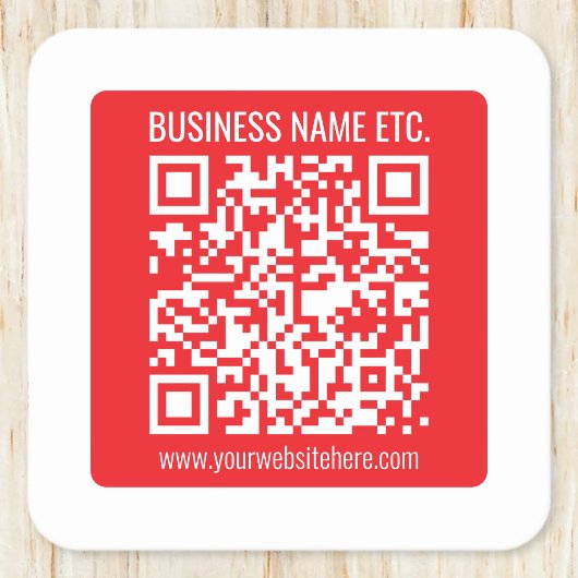 自分のQRコードを瞬時に作成 | 編集可能な赤 スクエアペーパーコースター