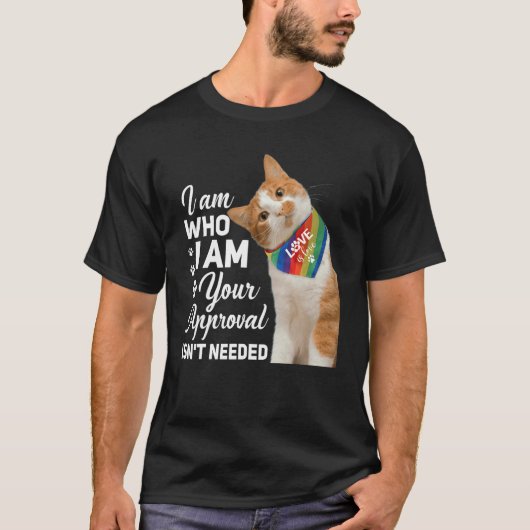 自分は自分あなたの承認は必要ない猫LGBT Tシャツ (正面)