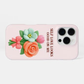 自分への愛は私に似合う フローラルスマホケース iPhoneケース (裏面横)