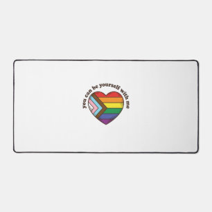 自分らしくいよう Pride Heart Tシャツ デザイン デスクマット