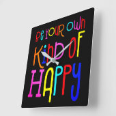 自分らしく幸せなカラフル引用文 スクエア壁時計 (傾斜)