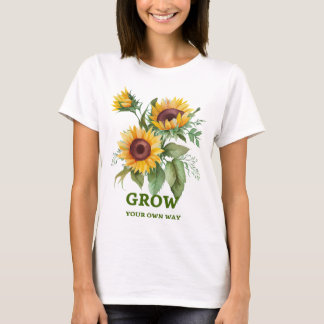 自分らしく成長する | 水彩ひまわりTee Tシャツ