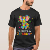 自分らしく生きよう ゾウのパズル 自閉症啓発 Tシャツ (正面)