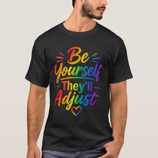 自分らしく生きよう レインボーフラッグ Tシャツ (正面)