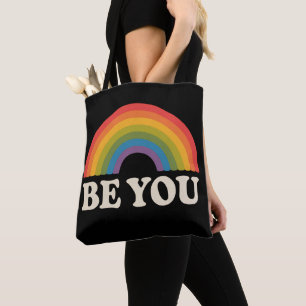 自分らしく生きる ゲイ レズビアン プライド LGBTQ 味方 レインボー リトロ トートバッグ