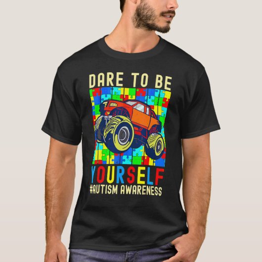 自分らしく生きる 自閉症の理解 モンスタートラック Tシャツ (正面)