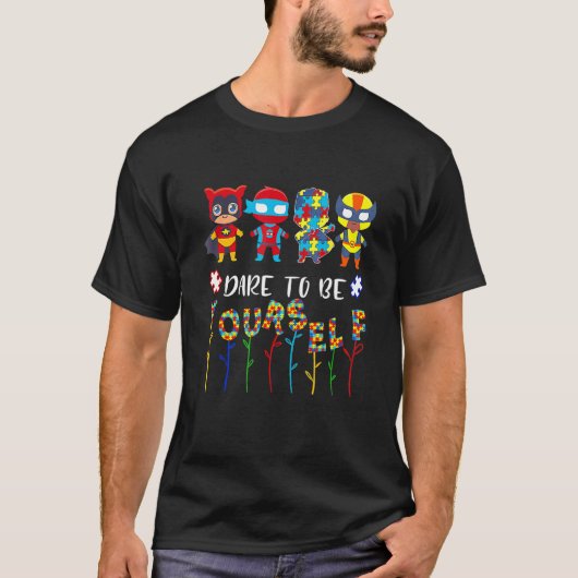 自分らしく生きる 自閉症啓発 スーパーヒーローB Tシャツ (正面)