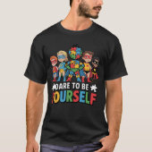 自分らしく生きる 自閉症認知 スーパーヒーロー Tシャツ (正面)
