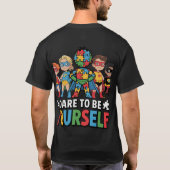 自分らしく生きる 自閉症認知 スーパーヒーロー Tシャツ (裏面)