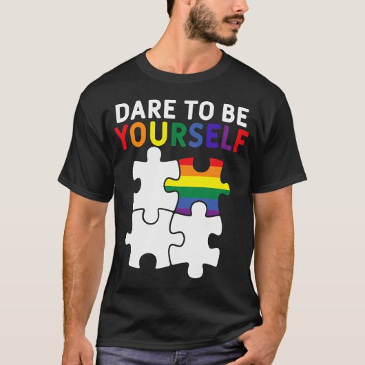 自分らしく生きる LGBTプライド パズルのピース Tシャツ (正面)