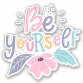 自分らしく |パステルの花 シール (正面)