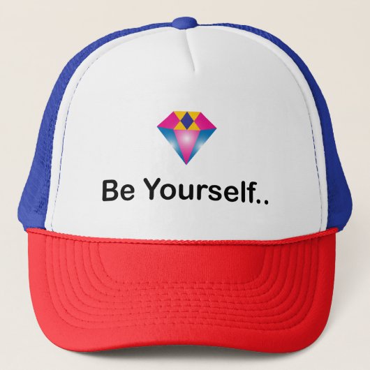 自分らしく  モチベーションを高める名言、カラフルなダイヤモンド キャップ (正面)