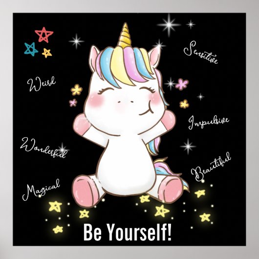 自分らしく！魔法のユニコーン。編集可能 ポスター (正面)