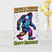 自分を信じてビッグフット誕生日カード カード (黄色い花)