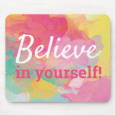 自分を信じて 名言 アブストラクト・ウォーターカラー マウスパッド (正面)