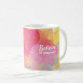 自分を信じて 名言 ポジティブ ウォーターカラー コーヒーマグカップ (正面右)
