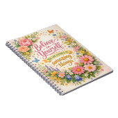 自分を信じて 花のイラスト入り励ましの言葉 ノートブック (右側)