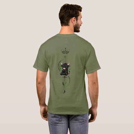 自分を信じる かわいい黒い雄牛 トレーダーシンボル Tシャツ (裏面フル)