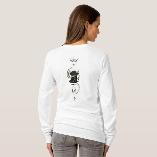 自分を信じる かわいい黒い雄牛 トレーダーシンボル  Tシャツ (裏面フル)