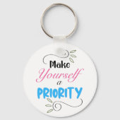 自分を優先する、やる気を起こさせるクラシック キーホルダー (正面)