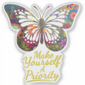 自分を優先バタフライビニールシールにする シール (正面)