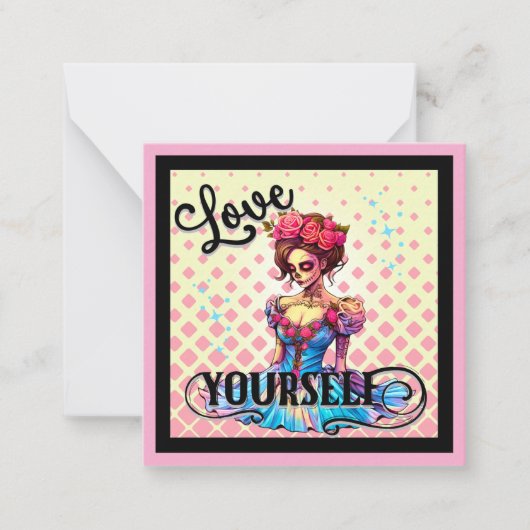 自分を愛してよ、スカルガール ノートカード (正面)