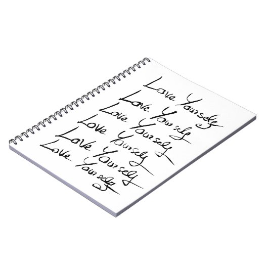 自分を愛せ! 書道やる気を起こさせる引用文 ノートブック (左側)