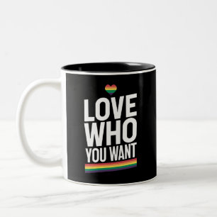 自分を愛そう レインボー ゲイ プライド フラッグ LGBTQ ツートーンマグカップ