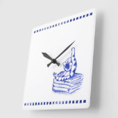 自分を舐める猫のトイレToile顔 スクエア壁時計 (傾斜)