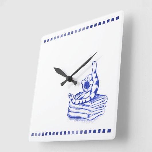 自分を舐める猫のトイレToile顔 スクエア壁時計 (傾斜)