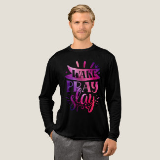 自分を表現しよう - 起きて祈って倒せ - ピンク トライブレンドTシャツ