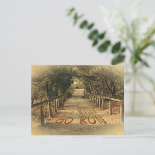 自分を見つけ走てパークジョガーやる気を起こさせる ポストカード (スタンド正面)