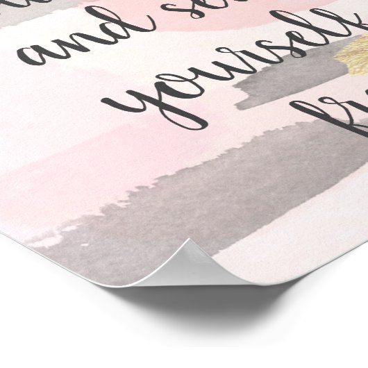 自分を許す – ピンクの金ゴールド引用文 ポスター (角)