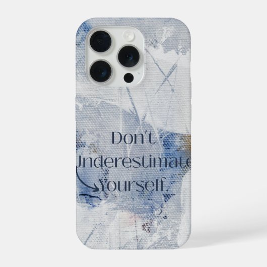 自分を過小評価しないで モチベーションを高めるブルー iPhoneケース (裏面)