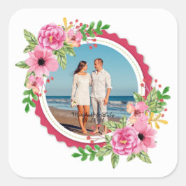 自分エレガントの写真のシール結婚シールを追加 スクエアシール