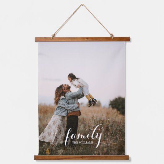 自分エレガントの家族の写カスタム真を追加 吊り下げ型タペストリー (正面)