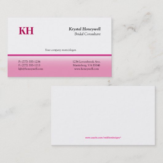 自分カスタマイズのピンク 名刺 (正面/裏面)