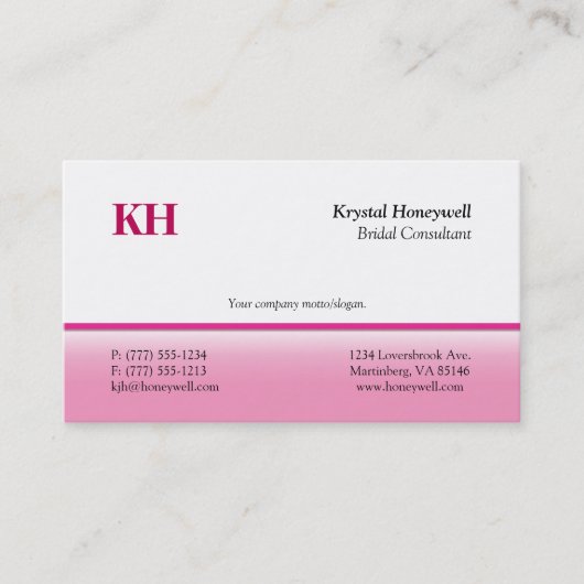 自分カスタマイズのピンク 名刺 (正面)